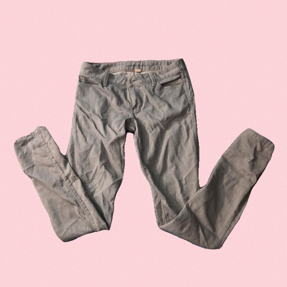 Banana Republic Jeans Womens 27 Light Grey Skinny Stretch Denim Pants Casual